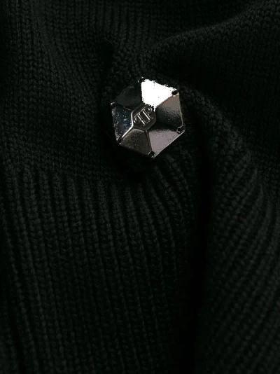 Philipp Plein Knitted Pullover Sweater With Graphic Text And Emblem In Black