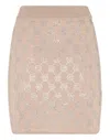Philipp Plein Knitted Strass Mini Skirt Monogram In Beige