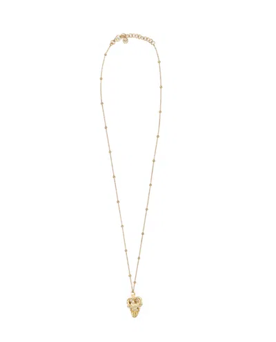 Philipp Plein Gold-tone Ip Stainless Steel Pave Crowned 3d $kull Pendant Necklace, 27-1/2" + 1-3/5" Extender In Ip Yellow Gold