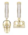 Philipp Plein Skull And Crown Earrings With 66 Preciosa Crystals In Gold