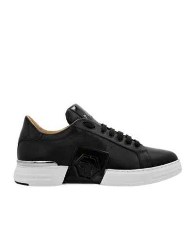 Philipp Plein Low Top Leather Sneakers In Black
