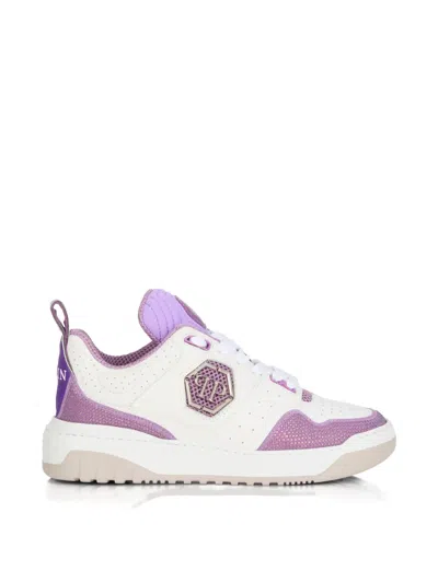 Philipp Plein Lace-up Round-toe Sneakers In White