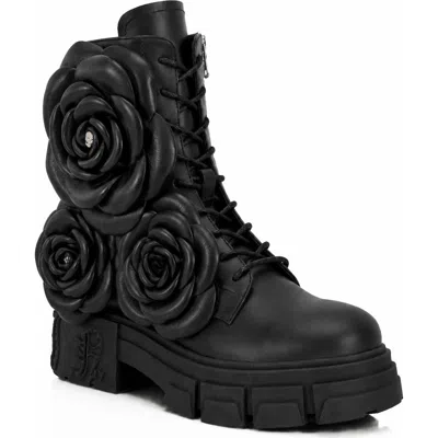 Philipp Plein Lace-up Boots Gothic Plein Flowers Women In Black