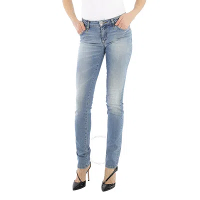Philipp Plein Ladies Denim Limonium Slim Flit Jeans In Blue