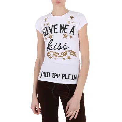 Philipp Plein Ladies Olev White Cotton Jersey T-shirt