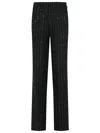 Philipp Plein Wool Blend Sequined Pants With Pinstripe Pattern In Black