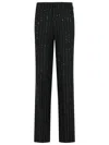 Philipp Plein Wool Blend Sequined Pants With Pinstripe Pattern In Black