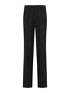 Philipp Plein Wool Blend Sequined Pants With Pinstripe Pattern In Black