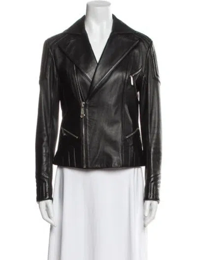 Pre-owned Philipp Plein Lamb Leather Biker Jacket In Black