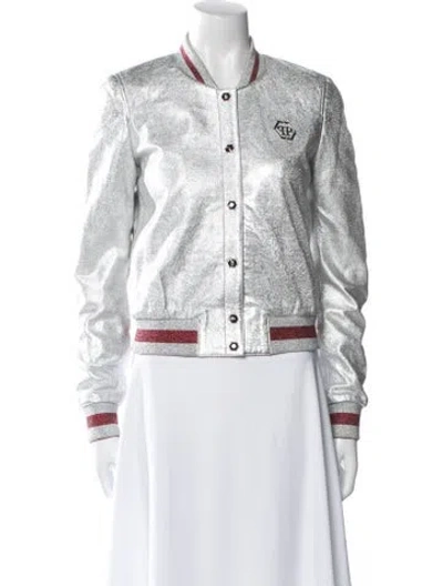 Pre-owned Philipp Plein Lamb Leather Colorblock Pattern Jacket