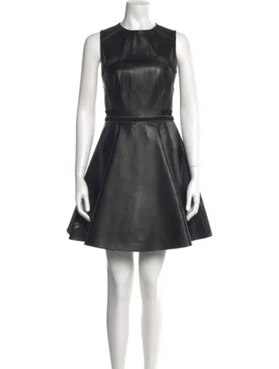Pre-owned Philipp Plein Lamb Leather Mini Dress In Black
