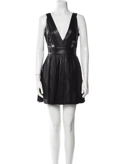 Pre-owned Philipp Plein Lamb Leather Mini Dress W/ Tags In Black