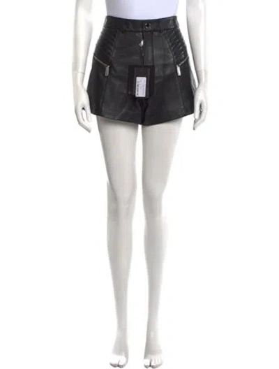Pre-owned Philipp Plein Lamb Leather Mini Shorts W/ Tags In Black