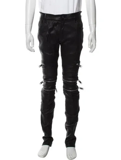 Pre-owned Philipp Plein Lambskin Moto Pants In Black/grey