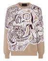 Philipp Plein Skull Patterned-intarsia Sweatshirt In Beige