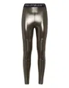 Philipp Plein Logo-waistband Lamé Leggings In Gold