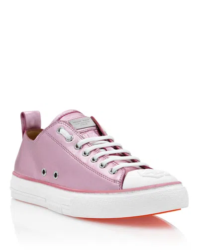 Philipp Plein Laminated Leather Lo-top Sneakers Megastar In Purple