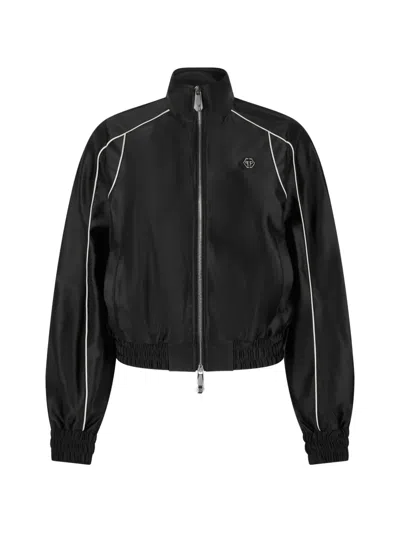 Philipp Plein Laminated Tracksuit Jacket In Black