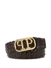 Philipp Plein Logo Buckle Leather Belt In 褐色