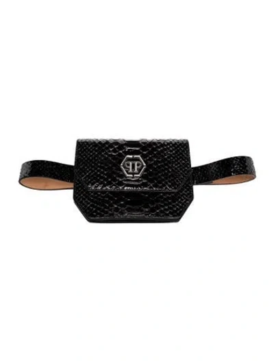 Pre-owned Philipp Plein Leather Belt Bag In Black