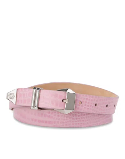 Philipp Plein Leather Belt Cocco In Multi