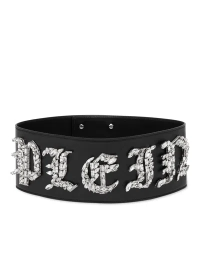 PHILIPP PLEIN LEATHER BELT GOTHIC PLEIN