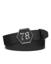 Philipp Plein Leather Belt Gothic Plein In Multi