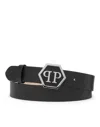 Philipp Plein Leather Belt Hexagon In Black