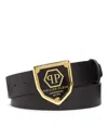 Philipp Plein Leather Belt Hexagon In Brown