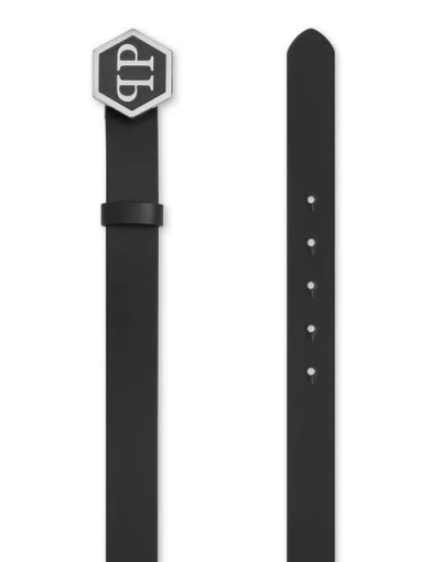 Philipp Plein Leather Belt Hexagon Luxe Women In Black