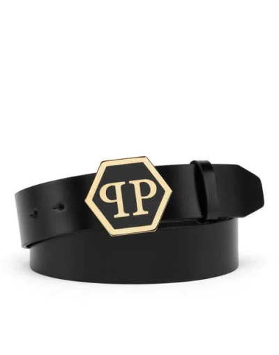 Philipp Plein Leather Belt Hexagon Men