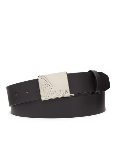 Philipp Plein Leather Belt Iconic Plein In Black