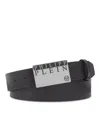 Philipp Plein Leather Belt  Tm In Black