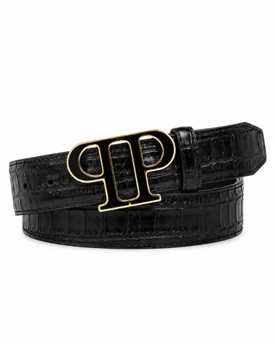 Philipp Plein Leather Belt Pp Cocco In Black