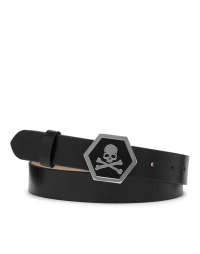 Philipp Plein Leather Belt Skull In Black