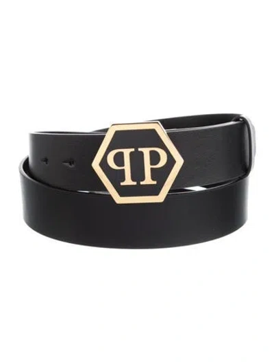 Pre-owned Philipp Plein Leather Belt W/ Tags In Black