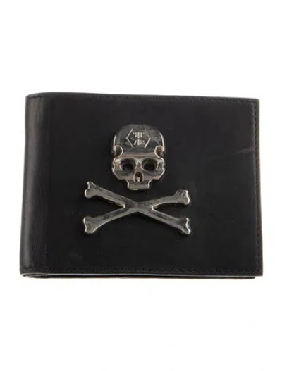 Pre-owned Philipp Plein Leather Bifold Wallet In Black