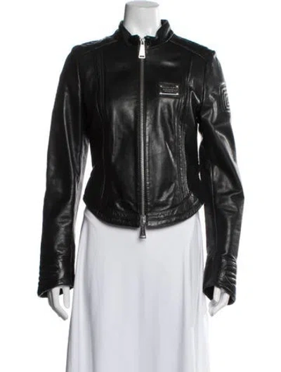 Pre-owned Philipp Plein Leather Biker Jacket In Black