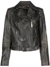 Philipp Plein Leather Biker Jacket In Black