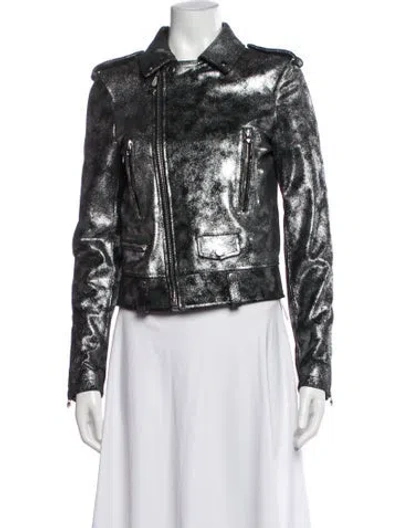 Pre-owned Philipp Plein Leather Biker Jacket In Multi
