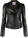 Philipp Plein Leather Biker Jacket In Schwarz