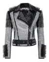 Philipp Plein Leather Biker Jacket Studs In Black