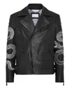 Philipp Plein Leather Biker Snake In Black