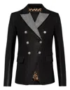 Philipp Plein Leather Blazer Crystal In Black