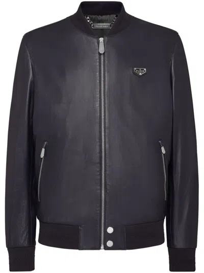 PHILIPP PLEIN LEATHER BOMBER JACKET