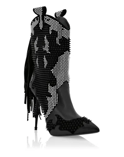 Philipp Plein Embellished Cowboy Boots In Multi
