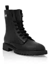 Philipp Plein Leather Boots Low Flat In Black
