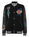 Philipp Plein Embellished College Bomber Jacket In Black