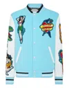 Philipp Plein Hawaii Varsity Bomber Jacket In Blue