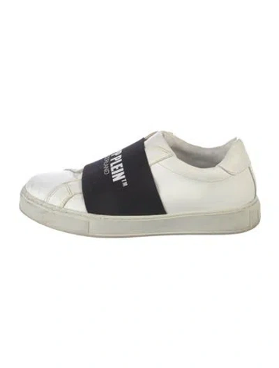 Pre-owned Philipp Plein Leather Colorblock Pattern Sneakers In White